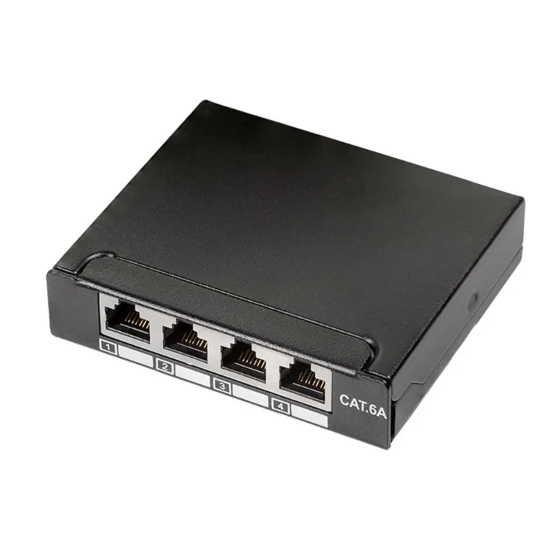 LogiLink Cat.6A Patchpanel – Mini Verteiler, 4 Ports, geschirmt