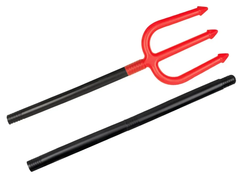 Teufel Set Teufelshörner & Dreizack – Teufel Dreizack 112 cm oder aufblasbar 90 cm schwarz rot, Kostüm Zubehör für Halloween Karneval Fasching Motto Party Verkleidung