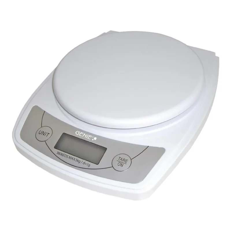 GENIE Digitale Briefwaage Küchenwaage bis 5 kg weiß