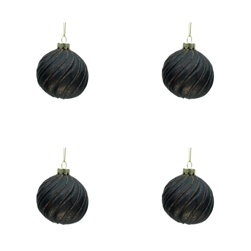 4 Stk. Christbaumkugeln mit Swirls