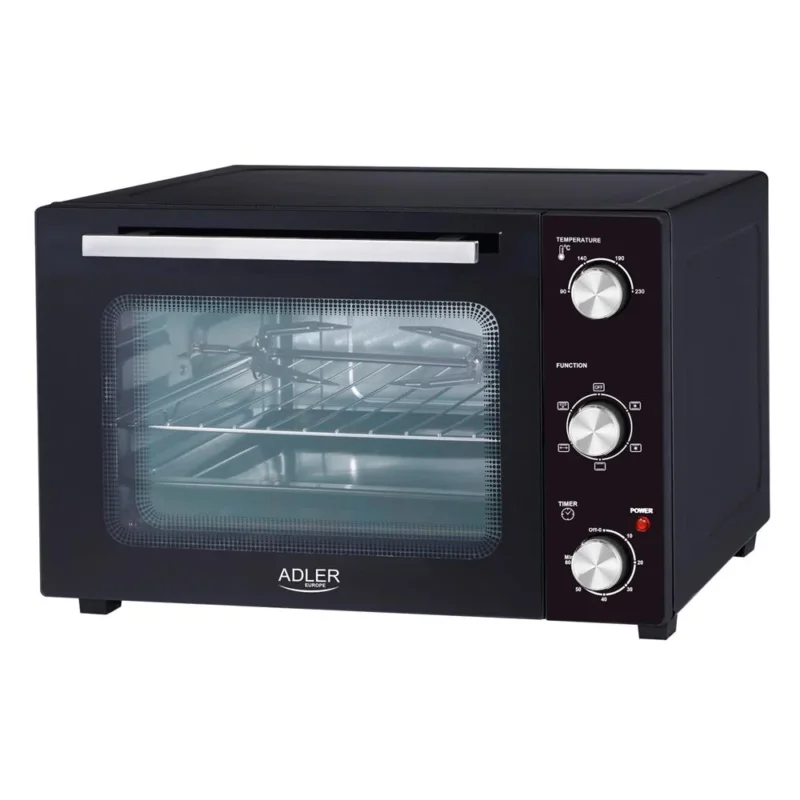 Adler AD 6025 Elektrobackofen 35 L mit Ober Unterhitze Umluft und Drehspieß Schwarz