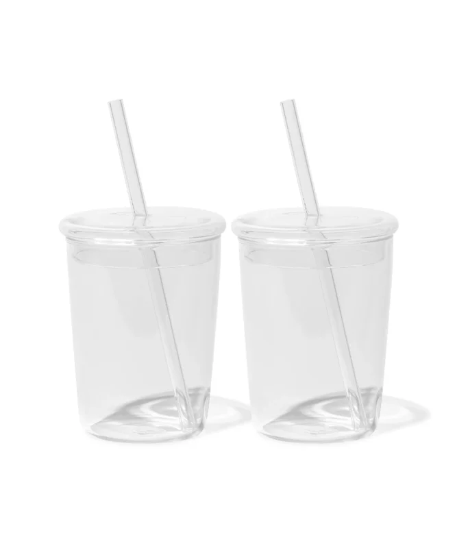 Trinkglas mit Deckel und Strohhalm im To-Go Design – liv collection von 7 O'CLOCK