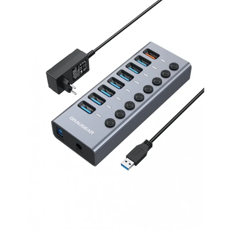 GRAUGEAR USB 3.0 Hub 7 Port mit Schnellladeanschluss