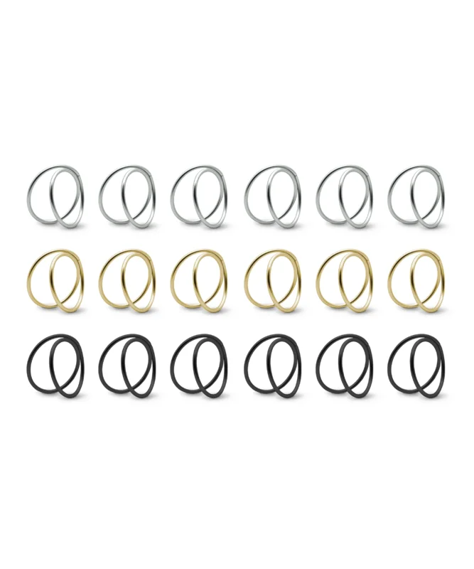 Serviettenringe in Gold, Silber und Schwarz im 3x 6er Set – rina collection von 7 O'CLOCK