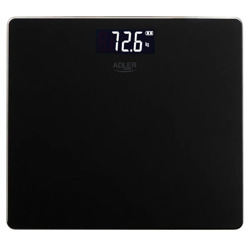 Adler AD 8194B Personenwaage Digital bis 180 kg, USB-C Akku Waage mit LCD Display, 100 g Genauigkeit, Glaswaage für Bad & Körpergewicht, Schwarz