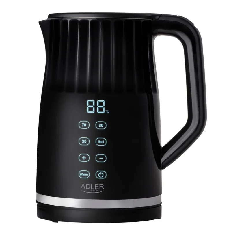 Adler AD 1350 Wasserkocher 1,7 Liter mit LED Temperaturregelung und Doppelwand Gehäuse Schwarz