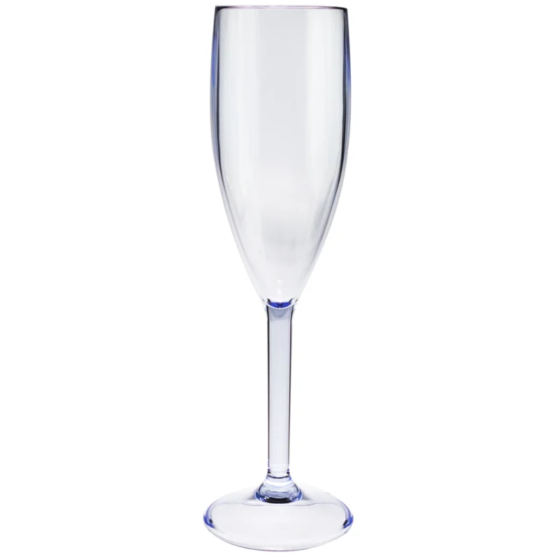 Campingglas Champagner Fluter Sektglas 150 ml BLAU klar Gläser - Champagnerglas für Camping Küche - Trinkkelch Goblet - elegantes Design - Outdoor Partyglas - Bruchfest Kunststoff Glas Kelch bruchfest