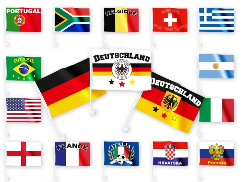 Auto Flagge Länder – Autofahne mit Länderflagge – Fanartikel EM WM Public Viewing – Flagge für Auto Fensterhalter – verschiedene Länder wählbar