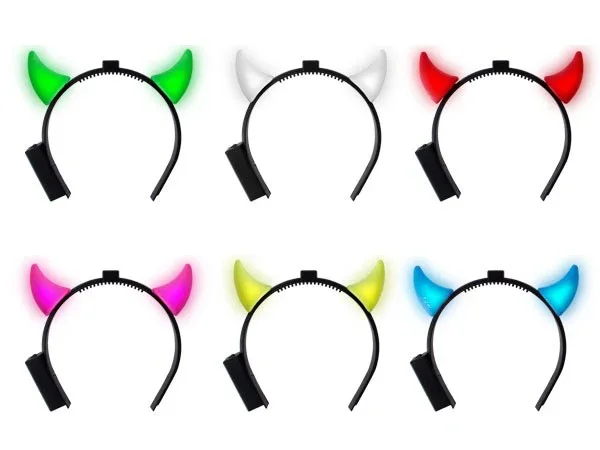 Blink Haarreifen mit Teufelshörnern LED – Festival Gadget Zubehör für Halloween Karneval Fasching JGA Motto Party Leuchtender Teufel Haarreif