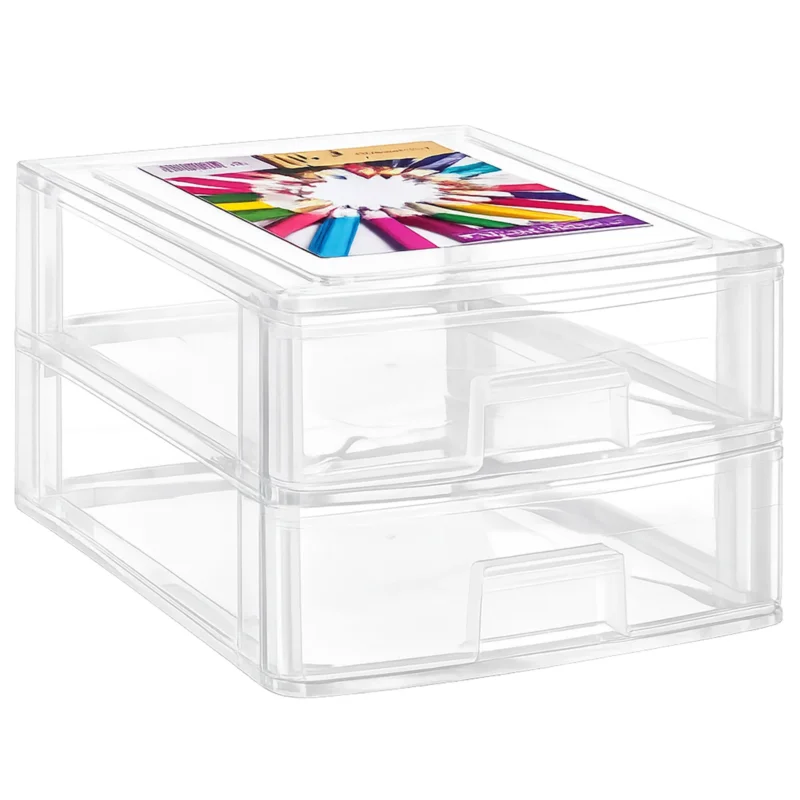Schubladenbox DIN A4 35,5x26,5 klar - Kunststoff Schubladen Organizer Drawer Tower Box für Schreibtisch Easy-Pull-System