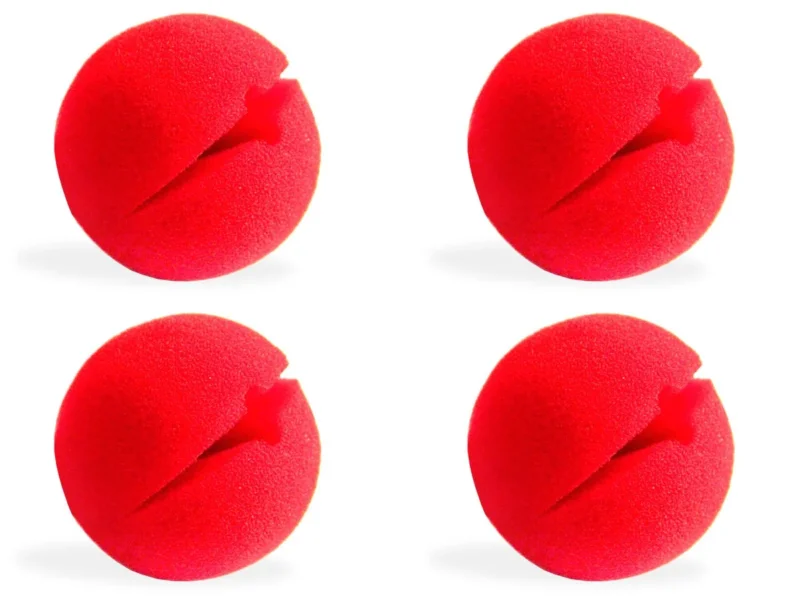 4 Stück Clown Nase in rot aus Schaumstoff