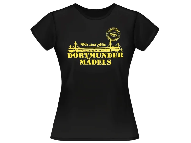 Dortmunder Mädels T-Shirt Dortmund Fanartikel Fanshirt Shirt 100% schwarz