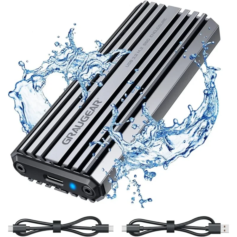 GRAUGEAR USB Type C Gehäuse für M.2 NVMe SSD wassergeschützt IP66