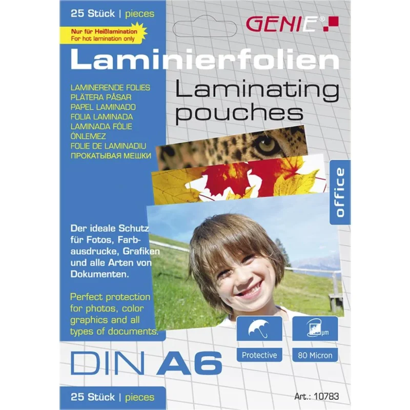 GENIE Laminierfolien DIN A6 80 Mikron 25 Stück