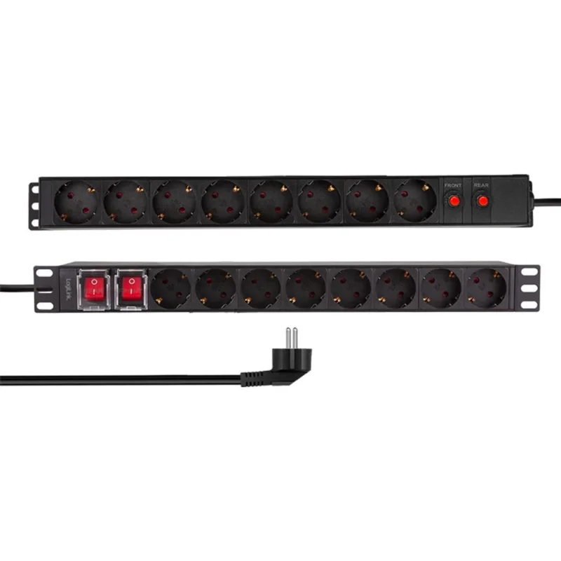 LogiLink 19" Steckdosenleiste 16-fach – Überlastschutz, Schalter, Aluminiumgehäuse
