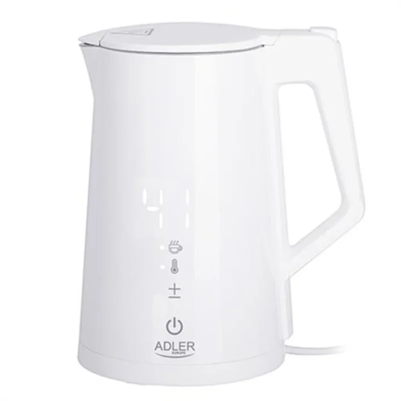 Adler AD 1345 Wasserkocher in Weiß, 1,7 Liter, 2200 Watt, aus Edelstahl mit Temperatureinstellung
