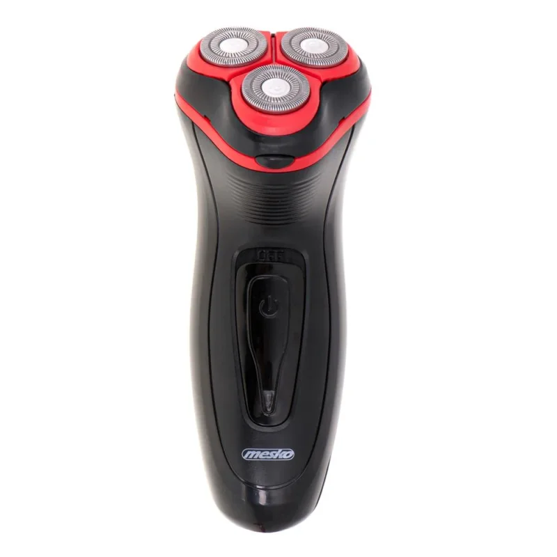 Mesko MS 2926 Herrenrasierer mit 3 Scherköpfen und Pop-up-Trimmer, wiederaufladbar, schwarz/rot