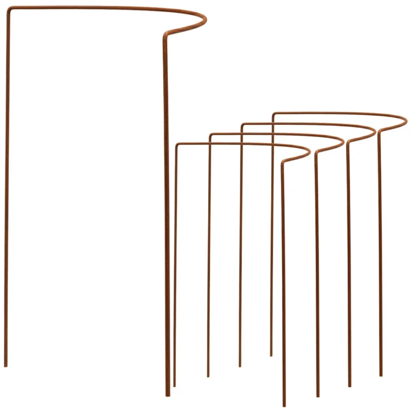 Pflanzenstütze Staudenstütze halbrund Edelrost - Ø 38 cm - 70 cm hoch aus 5mm unbehandeltem Stahldraht - Rost Roheisen Für den Garten - Metall - Buschstütze - Staudenstütze Pflanzbogen Staudenhalter Rankhilfe Pflanzenring