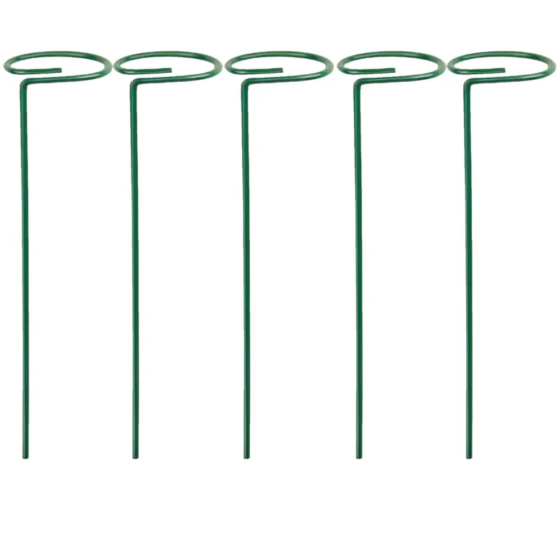 Pflanzenstütze mit Blumenring 40 cm hoch - Ring Ø6,5 cm - aus 4mm kunststoffummantelten Draht - Grün Single Stem - Metall - Blumenstütze Buschstütze - Staudenstütze - Blumenhalter Rankhilfe Pflanzenring Zimmerpflanzen