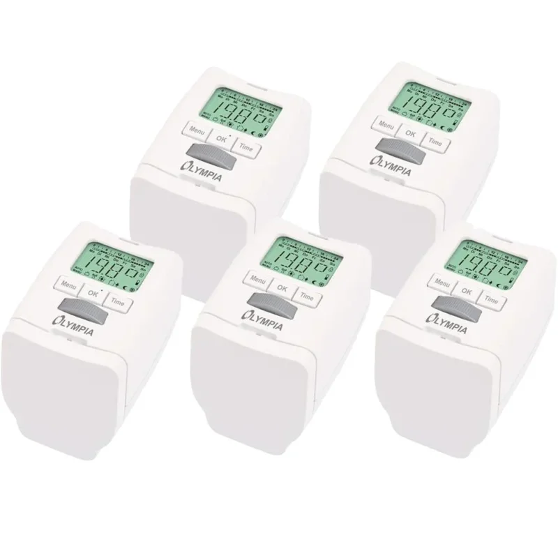 Olympia HT 430‑22 Heizkörperthermostat – Energiespar-Thermostat programmierbar (5er Set)