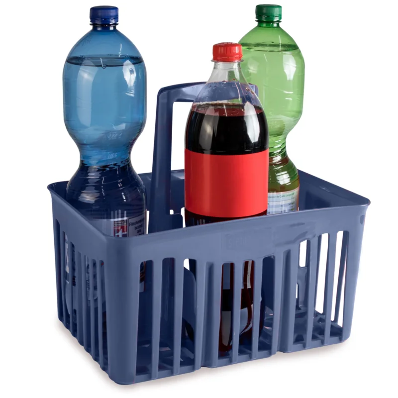 Flaschenträger für 6 Flaschen Flaschenhalter aus Kunststoff 30x21x28 cm - mit Tragegriff Transportkorb Flaschen-Caddy
