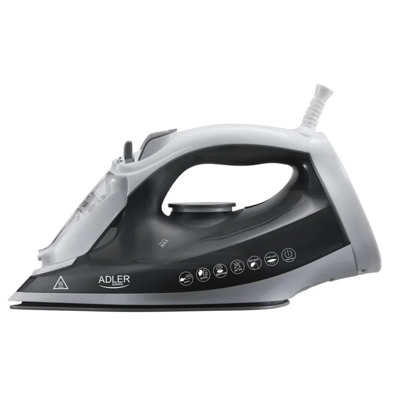 Adler AD 5051 Dampfbügeleisen 2600W, Keramiksohle, Dampfstoß, Vertikaldampf, Anti-Kalk, Anti-Tropf, Selbstreinigung, Bügeleisen für Kleidung, Hemden und Haushalt Grau Weiß