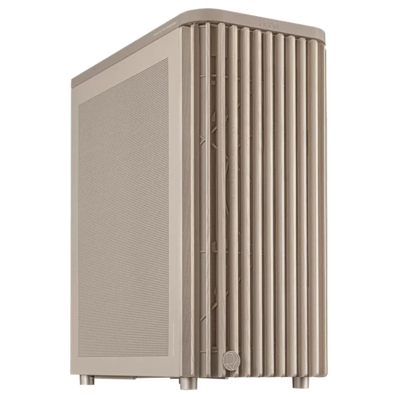 ASUS ProArt PA401 Wood Edition Beige ATX PC Gehäuse mit Mesh Panel und 160 mm Lüftern