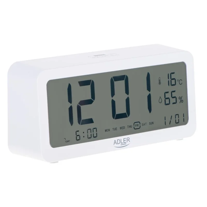 Adler AD 1195w Digitaler Wecker batteriebetrieben mit Temperaturanzeige Weiß