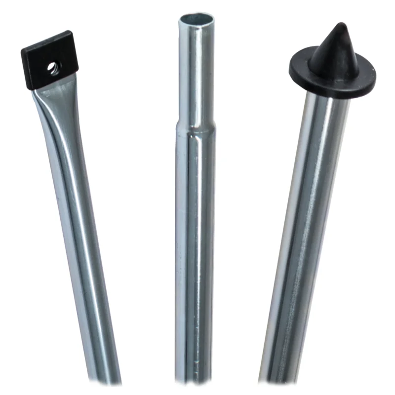 2x Stahl Andruckstange mit Bodenspitze und flachem Ende - Zeltstange teleskopierbar 95-254 cm | stabil robust - Ersatz Gestänge für Zelt Vorzelt - Camping Zubehör - Teleskopstange - Sturmsicherung
