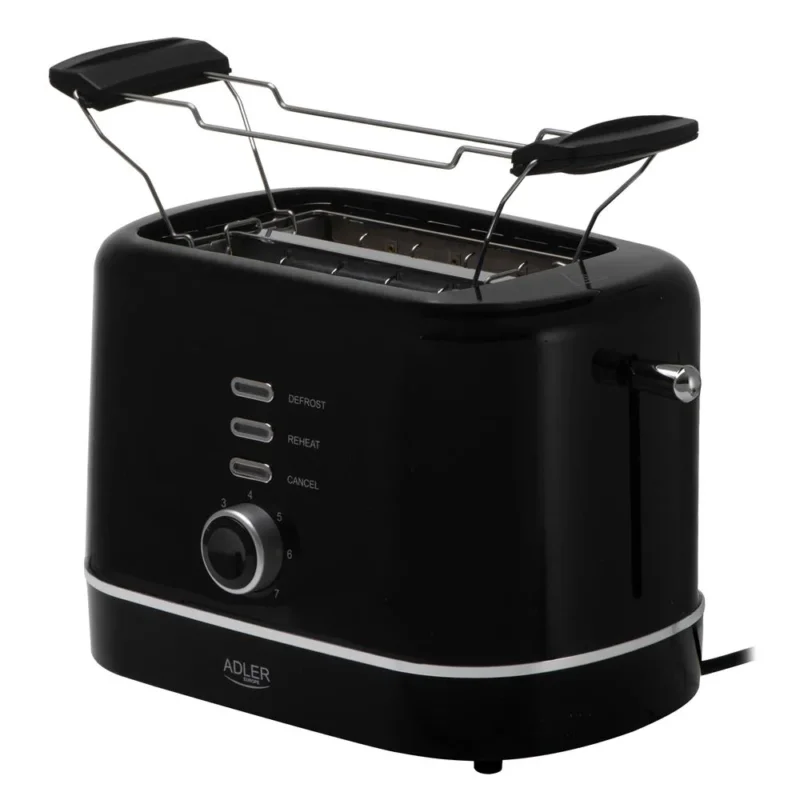 Adler AD 3224 Toaster Schwarz mit Brötchenaufsatz und 7 Stufen