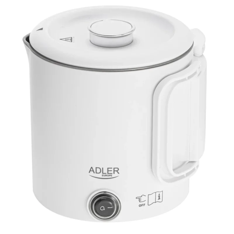 Adler AD 1388w Reisewasserkocher 0,8L kompakt leicht klappbarer Griff Weiß Camping