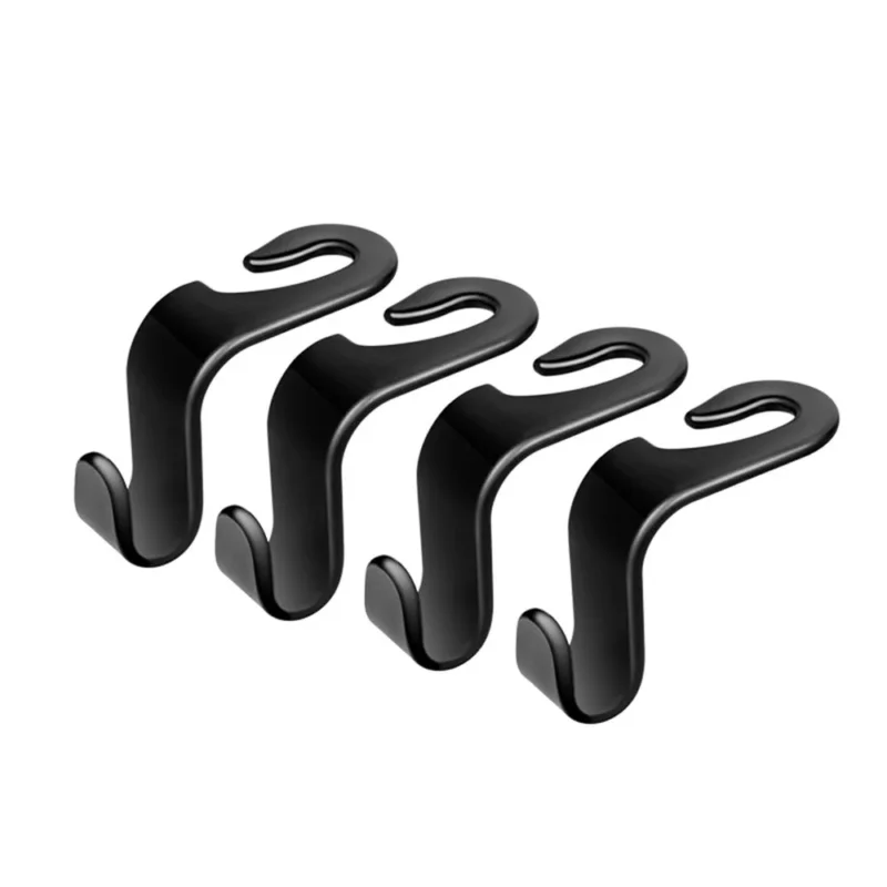 LogiLink Autositz-Haken 4er Set – je 20 kg Tragkraft, schwarz, für Kopfstützen
