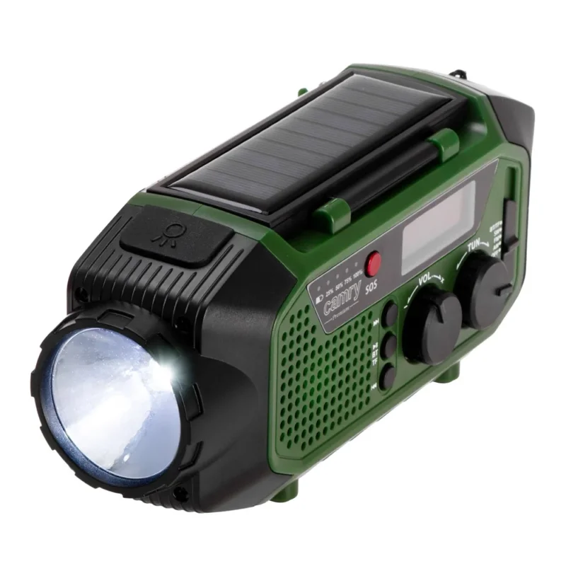Camry CR 1919 Notfallradio mit Solar, Kurbel, Bluetooth, 4000 mAh Powerbank, Taschenlampe und Leselampe