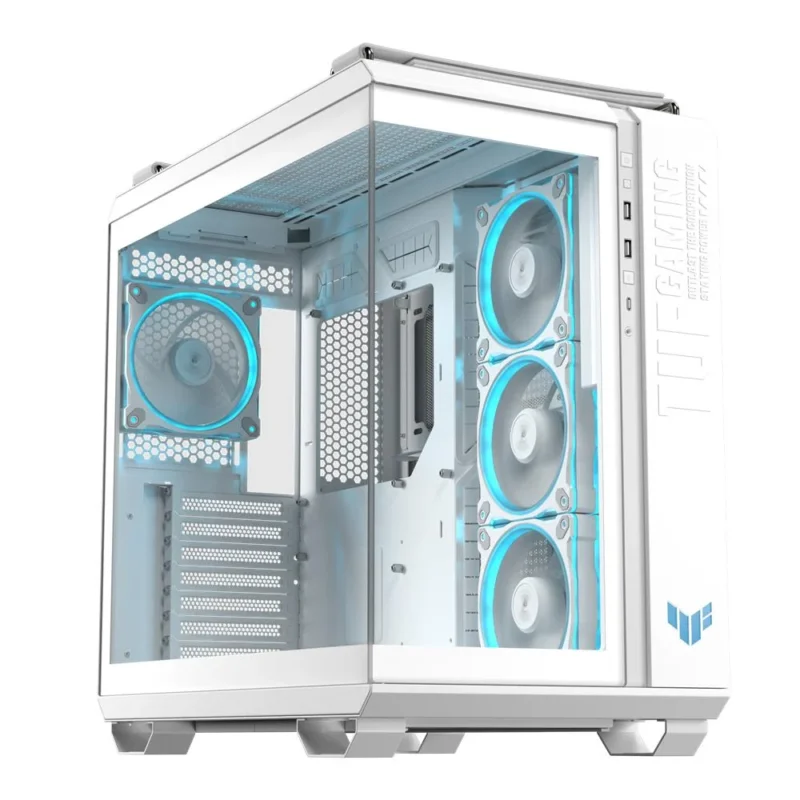 ASUS TUF Gaming GT502 Horizon TG ARGB White Zweikammer PC Gehäuse mit 4 ARGB Lüftern