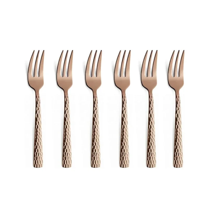 6-pc set cake forks in trend box - Rose Champagne Amefa
