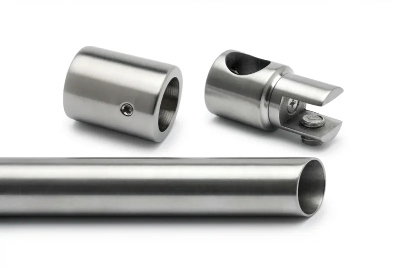 Edelstahl Stabistangen-Set Glas-Wand 90 Grad mit 19 mm Rundrohr, Glashalter und Wandhalter