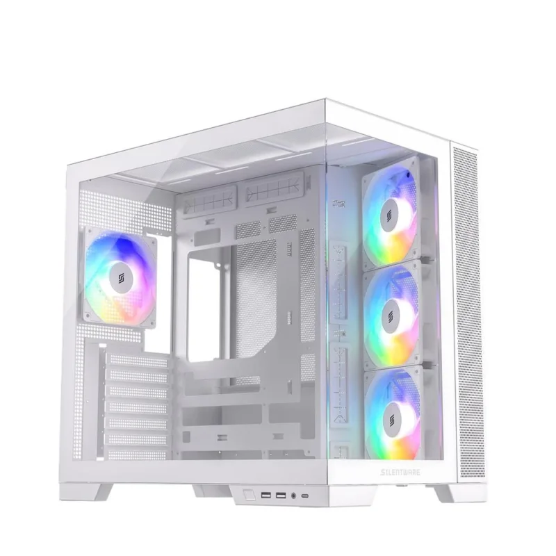 Silentware View A-RGB White – Showcase Midi Tower mit Glasfront, Glas-Seitenfenster & 4 RGB Lüftern