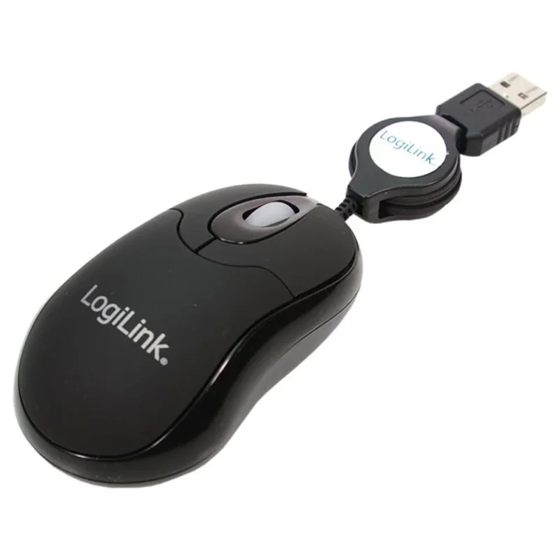 LogiLink Maus optisch USB Mini mit Kabeleinzug