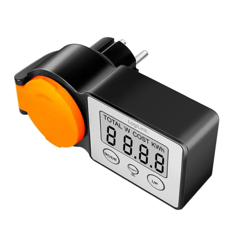 LogiLink Außensteckdose mit Energiekostenmesser & LCD – Stromverbrauch im Garten überwachen