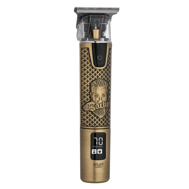 Adler AD 2970 Profi Barber Haarschneider Trimmer, Rasierapparat Konturenschneider für Bart, Nacken und Haarlinien, Keramikklinge, USB-C, Metallgehäuse Golden
