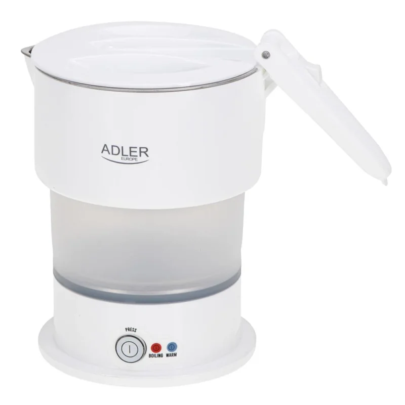 Adler AD 1377 Reise Wasserkocher 0,6 L faltbares Silikongehäuse Camping weiß