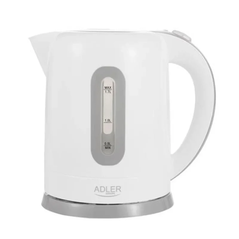 Adler AD 1234 Kabelloser Wasserkocher in Weiß, 1,7 Liter, 2200 Watt, mit LED und 360 Grad Station
