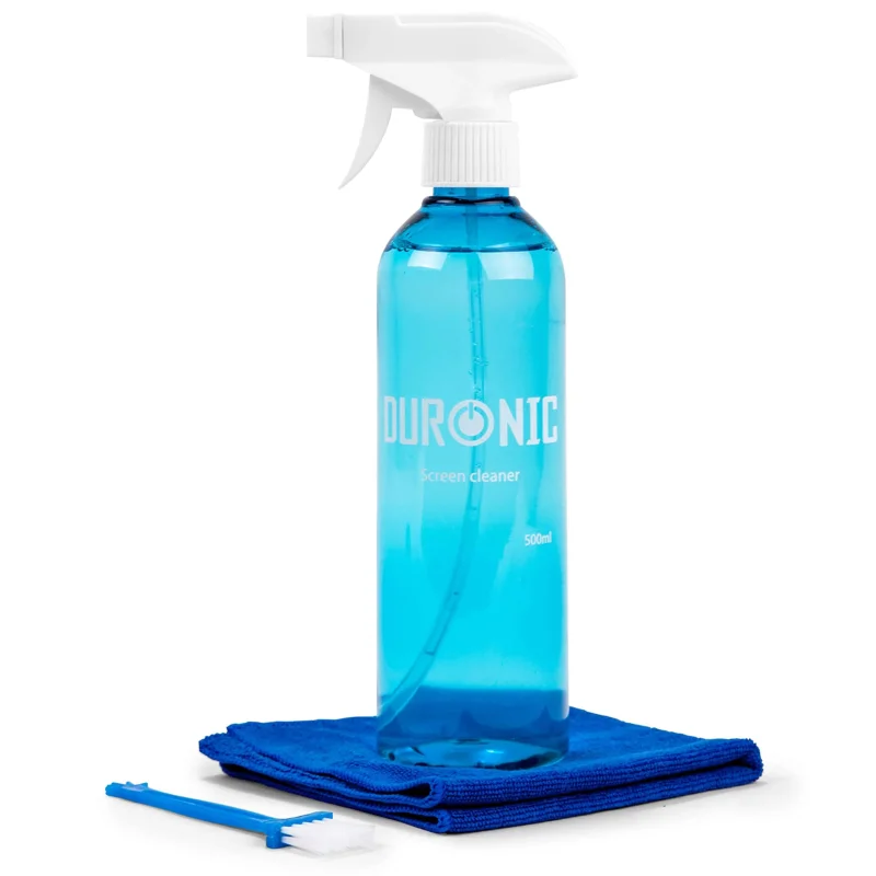 Duronic SCK103 Spray Bildschirmreiniger mit Mikrofasertuch und Bürste | 500 ml Displayreiniger für Monitore, Smartphones und Tablets | Screen Cleaner für LCD und OLED | Auch als Glasreiniger geeignet