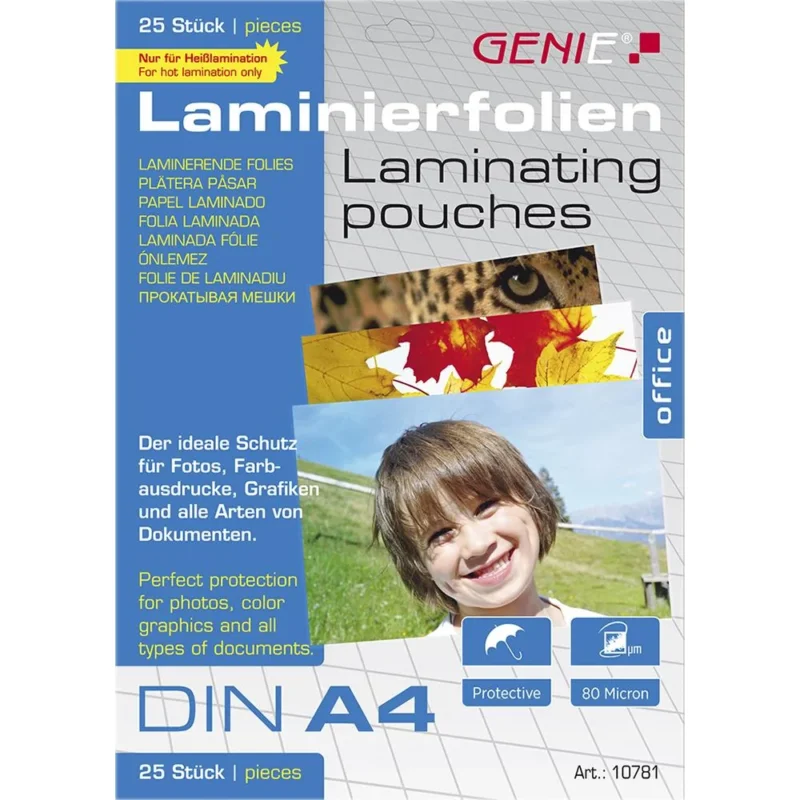 GENIE Laminierfolien DIN A4 80 Mikron 25 Stück