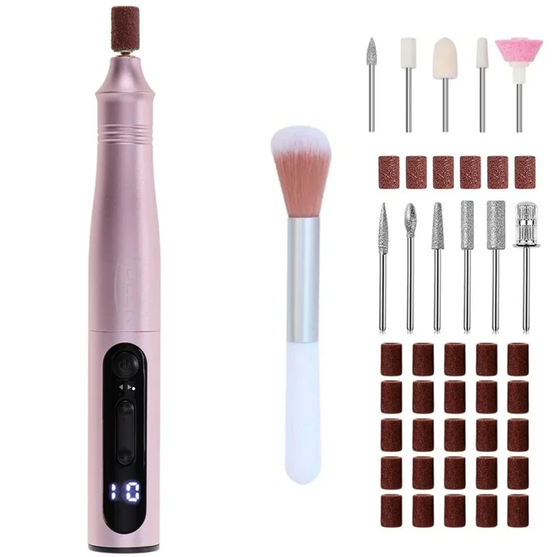 Adler AD 2181 Elektrischer Nagelfräser Set für Maniküre und Pediküre, Nagelfeile Rosa
