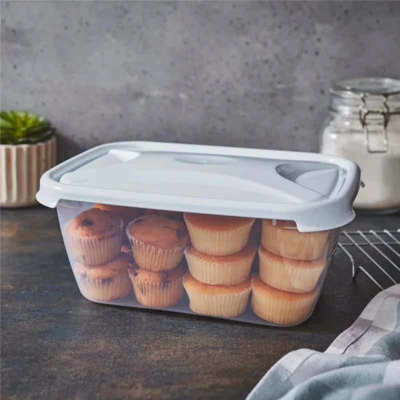 Vorratsdose 3,6 Liter mit Deckel Frischhaltedose - Aufbewahrungsbox mit Deckel - lebensmittelecht - transparent mit weißem Deckel - rechteckig