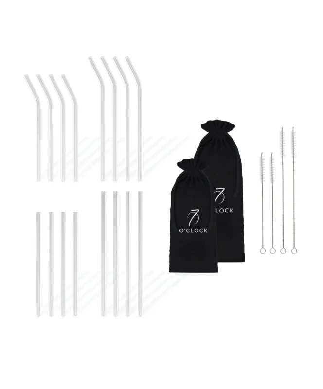 Set aus langen und kurzen Glasstrohhalmen – aris collection von 7 O'CLOCK