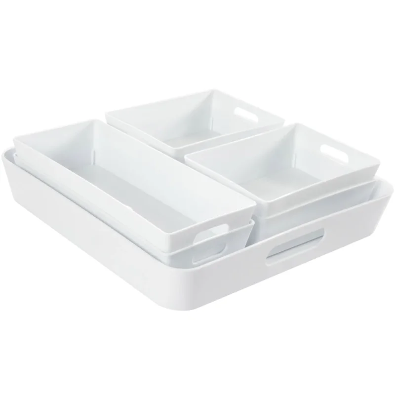 Schubladen Organizer Set 5 cm hoch - 7 Teile - 54x42 cm Boxen in 3 Größen - Ordnungssystem - Aufbewahrungsbox Box
