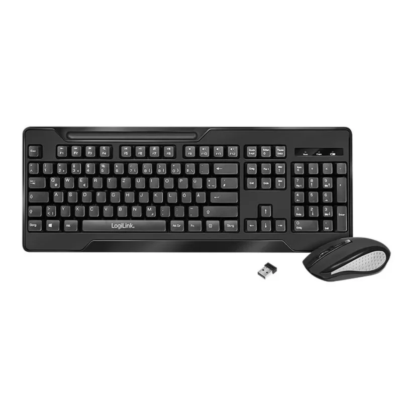 LogiLink Kabelloses Tastatur Maus Set 2,4 GHz 1000 dpi Schwarz