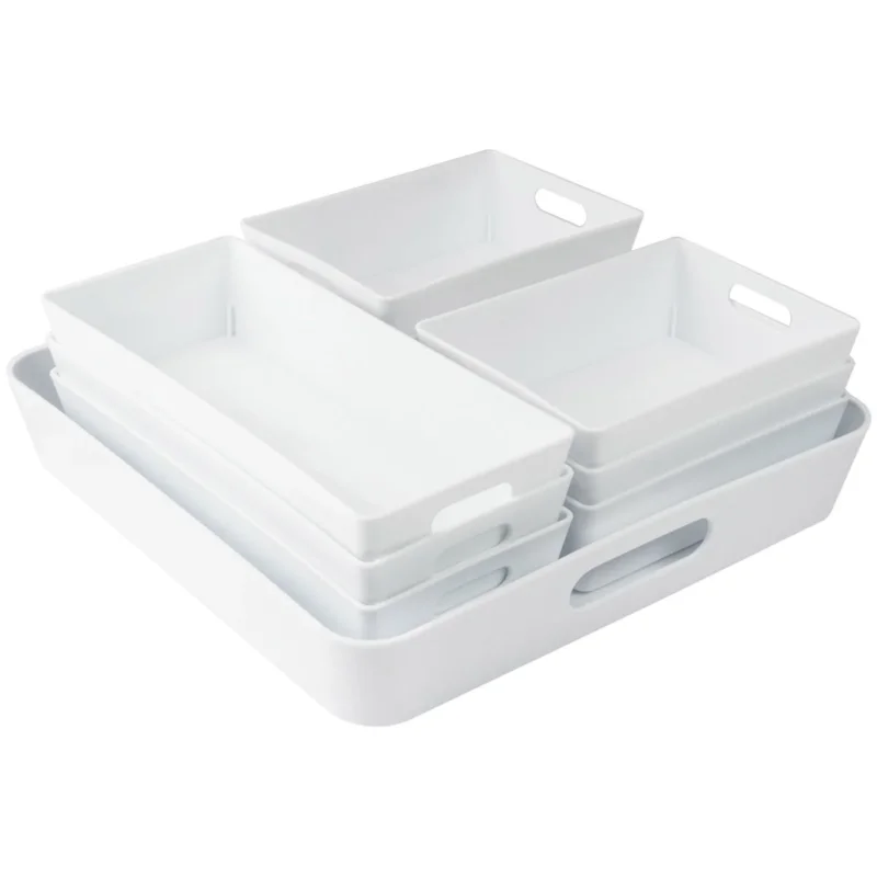 Schminktisch Schubladen Organizer 5 cm hoch - 10 Teile - Boxen in 3 Größen Ordnungssystem - Set - 55x58 cm - Aufbewahrungsbox Box Schubladeneinsatz